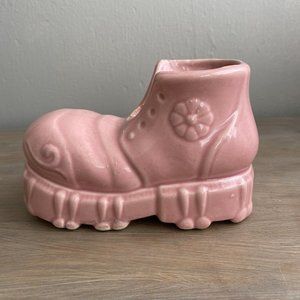 McCoy Pink Pottery Boot Planter Flower Child Mid Century Fun Decor ~ CH1
